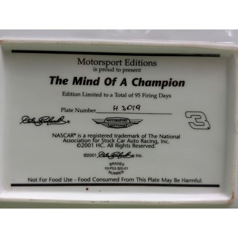 Dale Earnhardt Motorsport Editions Commemorative Plates Limited Edition - Picture 4 of 11